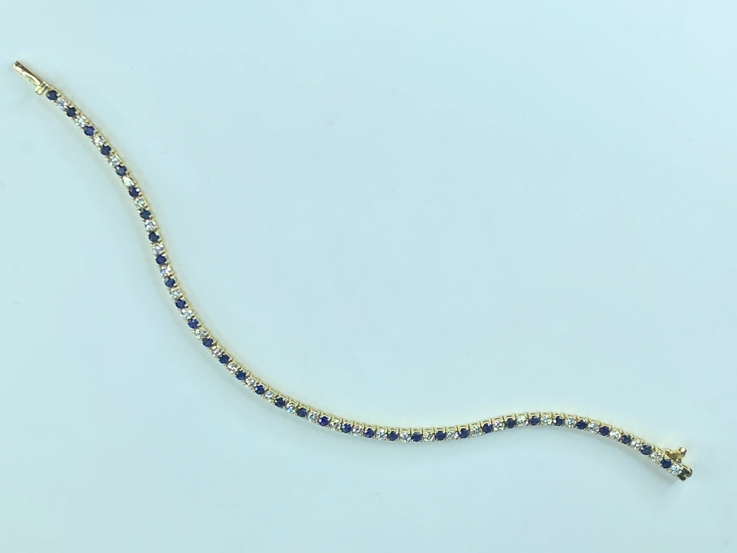 Appraised $7,295 14K 4.20ct natural Sapphire Diamond bracelet 7.5" 10.3g JR441