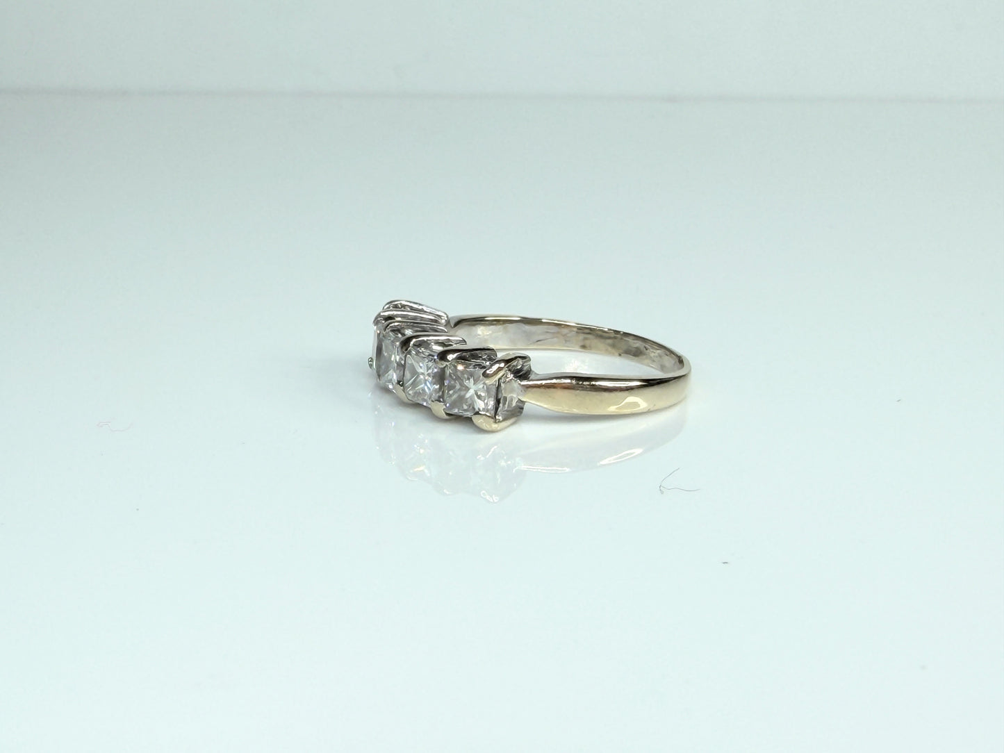 Vintage Five Princess Cut Diamond 18K White Gold Band Ring JR1484