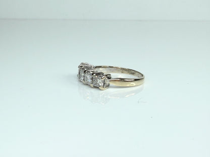 Vintage Five Princess Cut Diamond 18K White Gold Band Ring JR1484