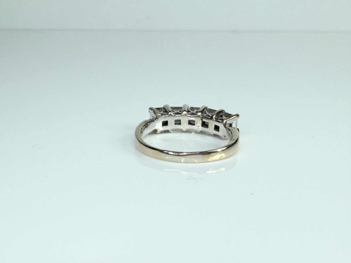 Vintage Five Princess Cut Diamond 18K White Gold Band Ring JR1484