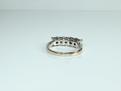 Vintage Five Princess Cut Diamond 18K White Gold Band Ring JR1484