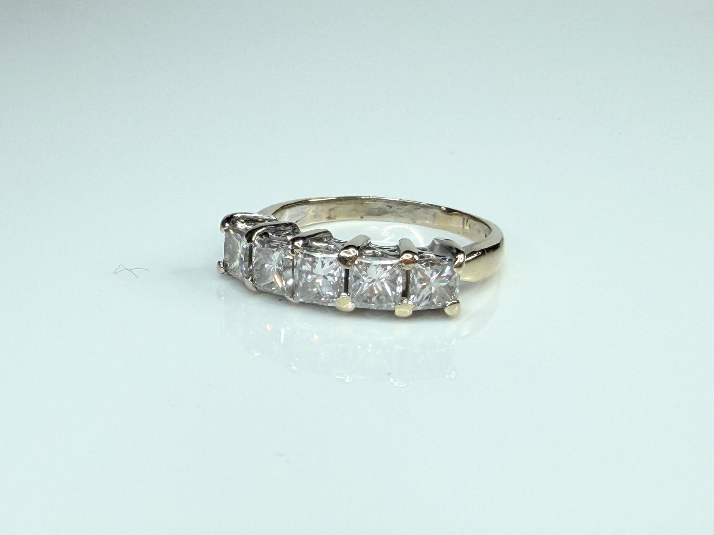 Vintage Five Princess Cut Diamond 18K White Gold Band Ring JR1484
