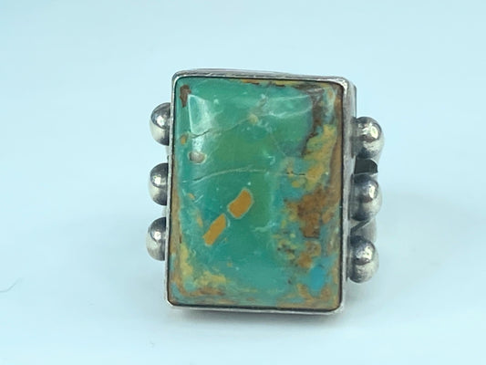 Vintage Native American Navajo Gary. G Turquoise Sterling Silver Ring JR443