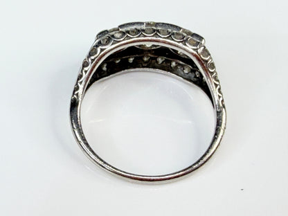 Art Deco Palladium Three Stone Diamond Ring G-H VVS2 Size 6.5 JR1485