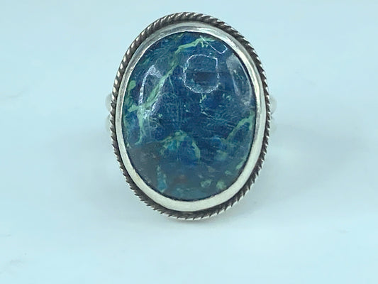 Signed 1970s P.J.K  Navajo TURQUOISE Sterling Silver RING s7 9.9g JR444