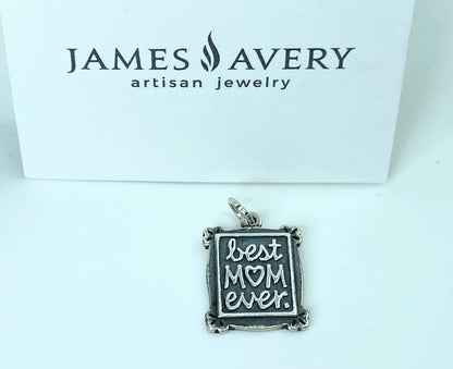 James Avery Sterling silver "Best Mom ever" charm pendant 25 x 17mm 5.2g JR941