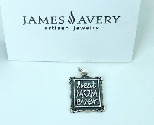 James Avery Sterling silver "Best Mom ever" charm pendant 25 x 17mm 5.2g JR941