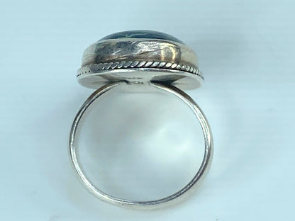 Signed 1970s P.J.K  Navajo TURQUOISE Sterling Silver RING s7 9.9g JR444