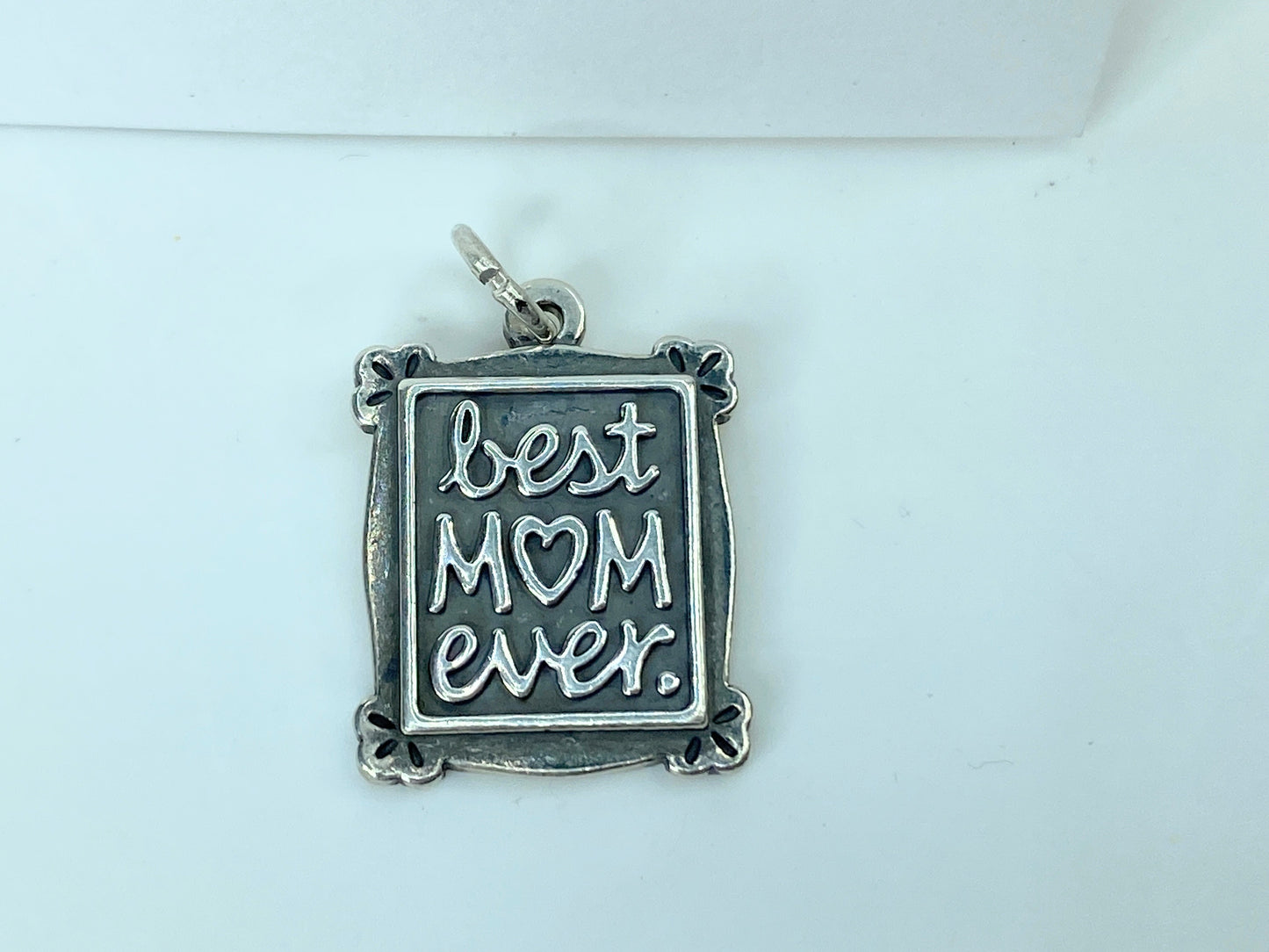 James Avery Sterling silver "Best Mom ever" charm pendant 25 x 17mm 5.2g JR941