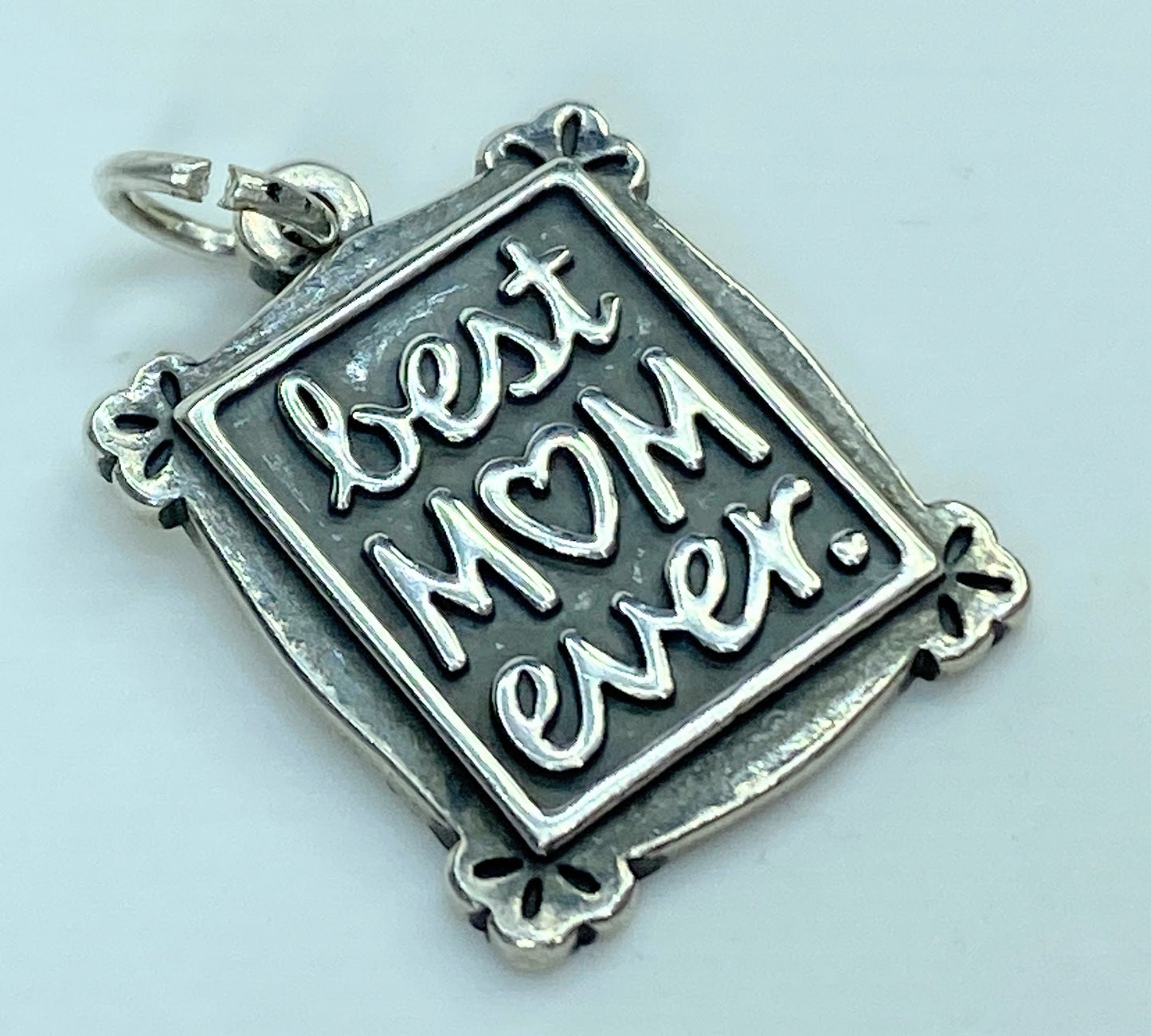 James Avery Sterling silver "Best Mom ever" charm pendant 25 x 17mm 5.2g JR941