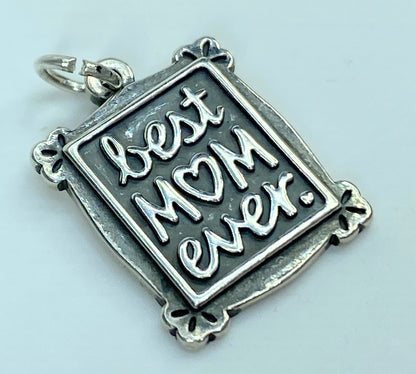 James Avery Sterling silver "Best Mom ever" charm pendant 25 x 17mm 5.2g JR941