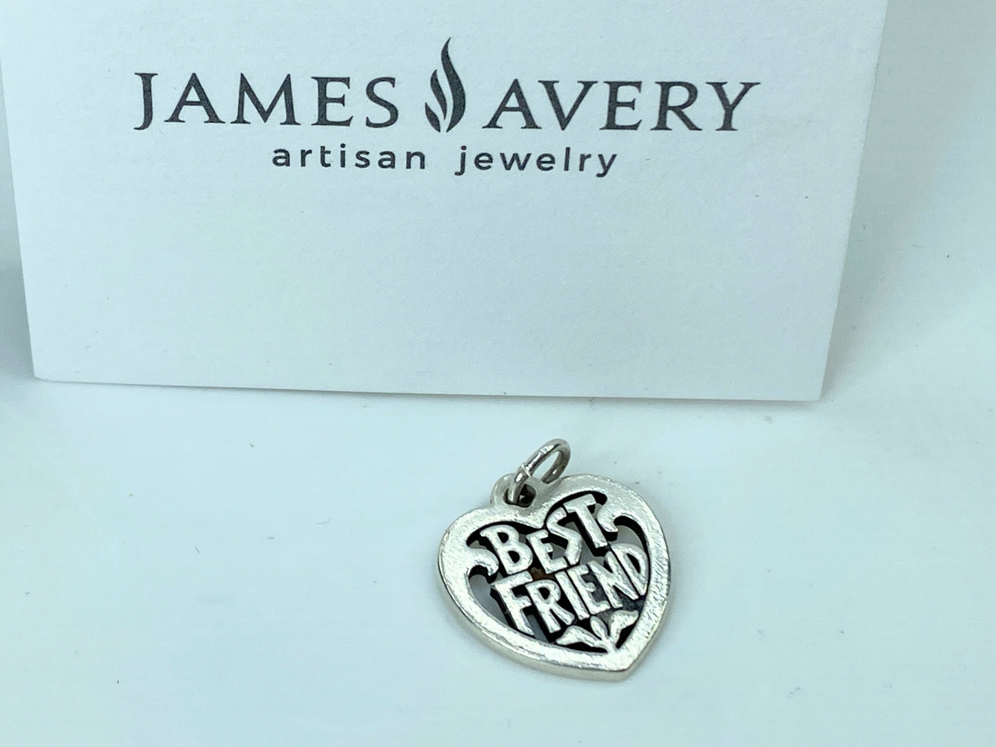 RETIRED James Avery Best Friend Heart Charm, Sterling Silver 22mm JR942
