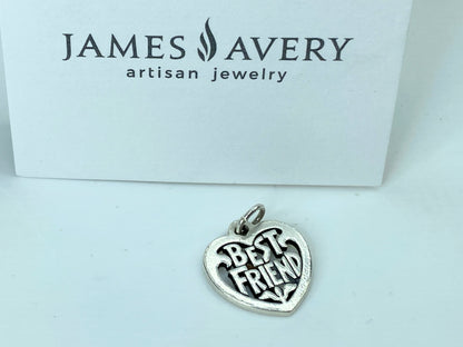 RETIRED James Avery Best Friend Heart Charm, Sterling Silver 22mm JR942