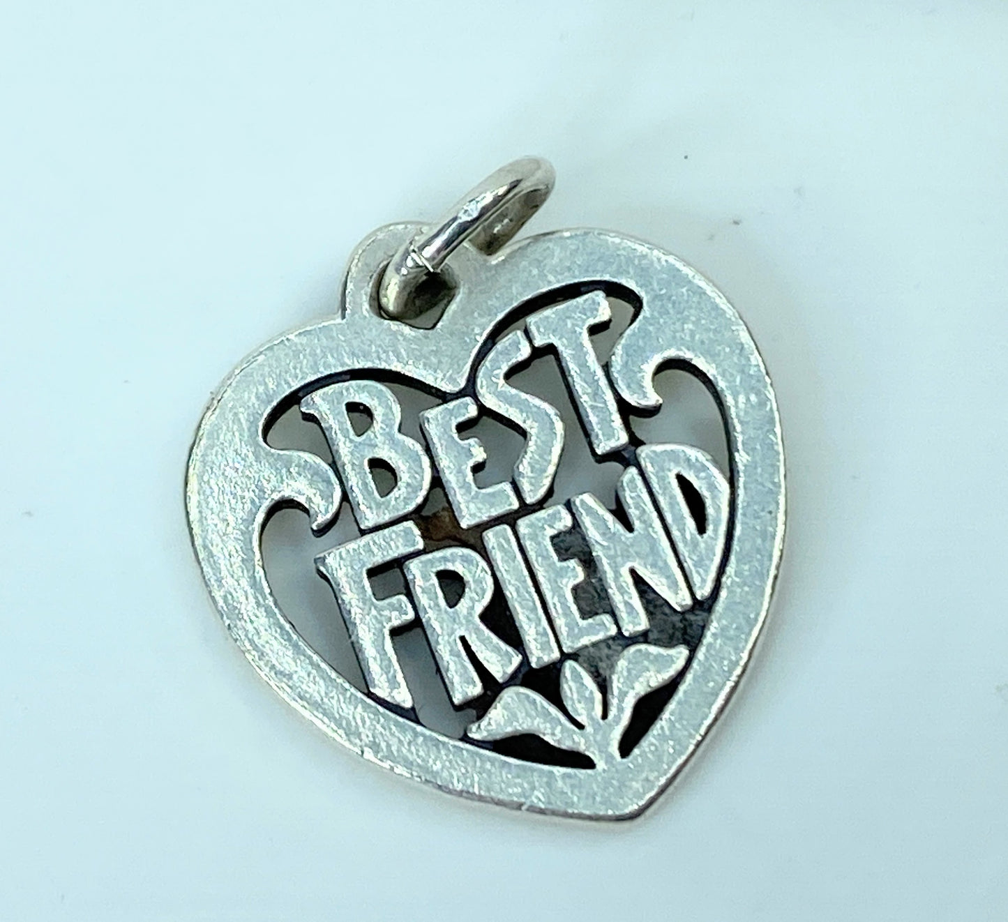 RETIRED James Avery Best Friend Heart Charm, Sterling Silver 22mm JR942