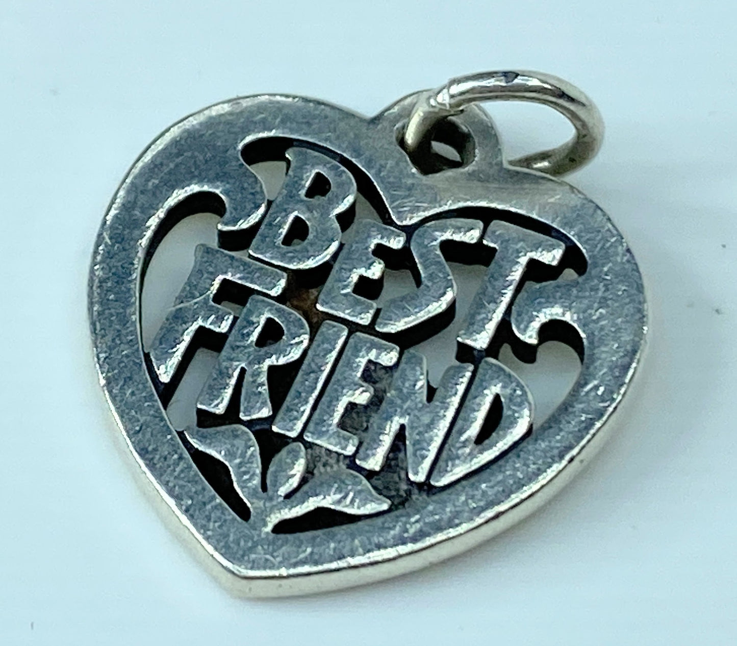 RETIRED James Avery Best Friend Heart Charm, Sterling Silver 22mm JR942