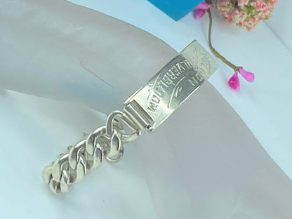 c1950's Huffy Sterling Silver ID band curb link bracelet 8.0" 47.1 grams JR446