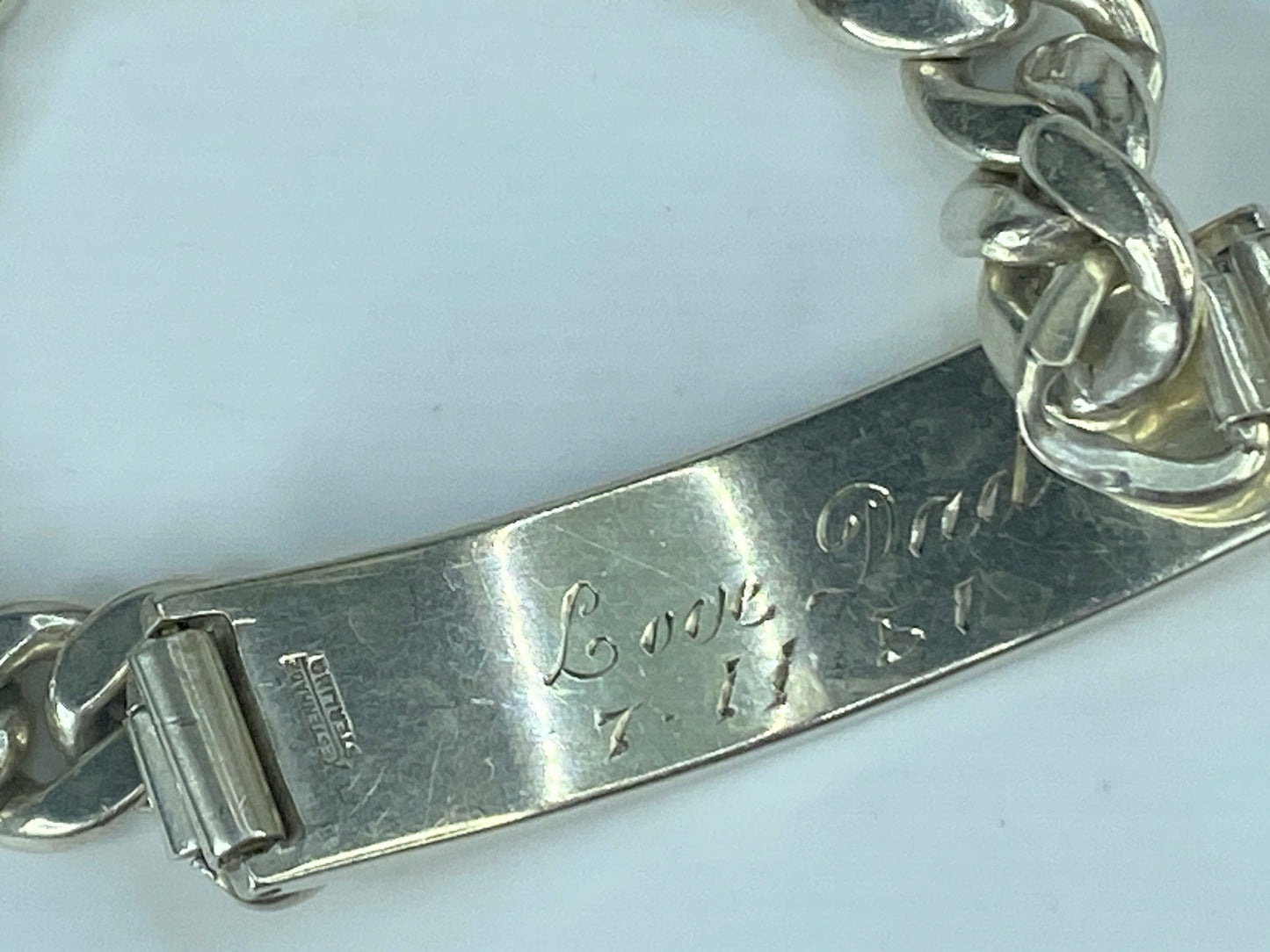 c1950's Huffy Sterling Silver ID band curb link bracelet 8.0" 47.1 grams JR446