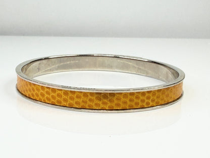 Vintage Hermès Leather Kelly Cadena Lock Bangle Bracelet Yellow GS763