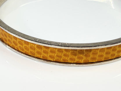 Vintage Hermès Leather Kelly Cadena Lock Bangle Bracelet Yellow GS763