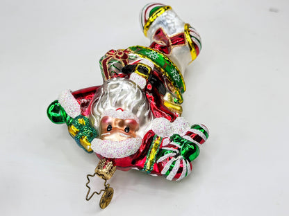 Christopher Radko Vintage Santa Stocking Gifts Blown Glass Ornament Mint XN116