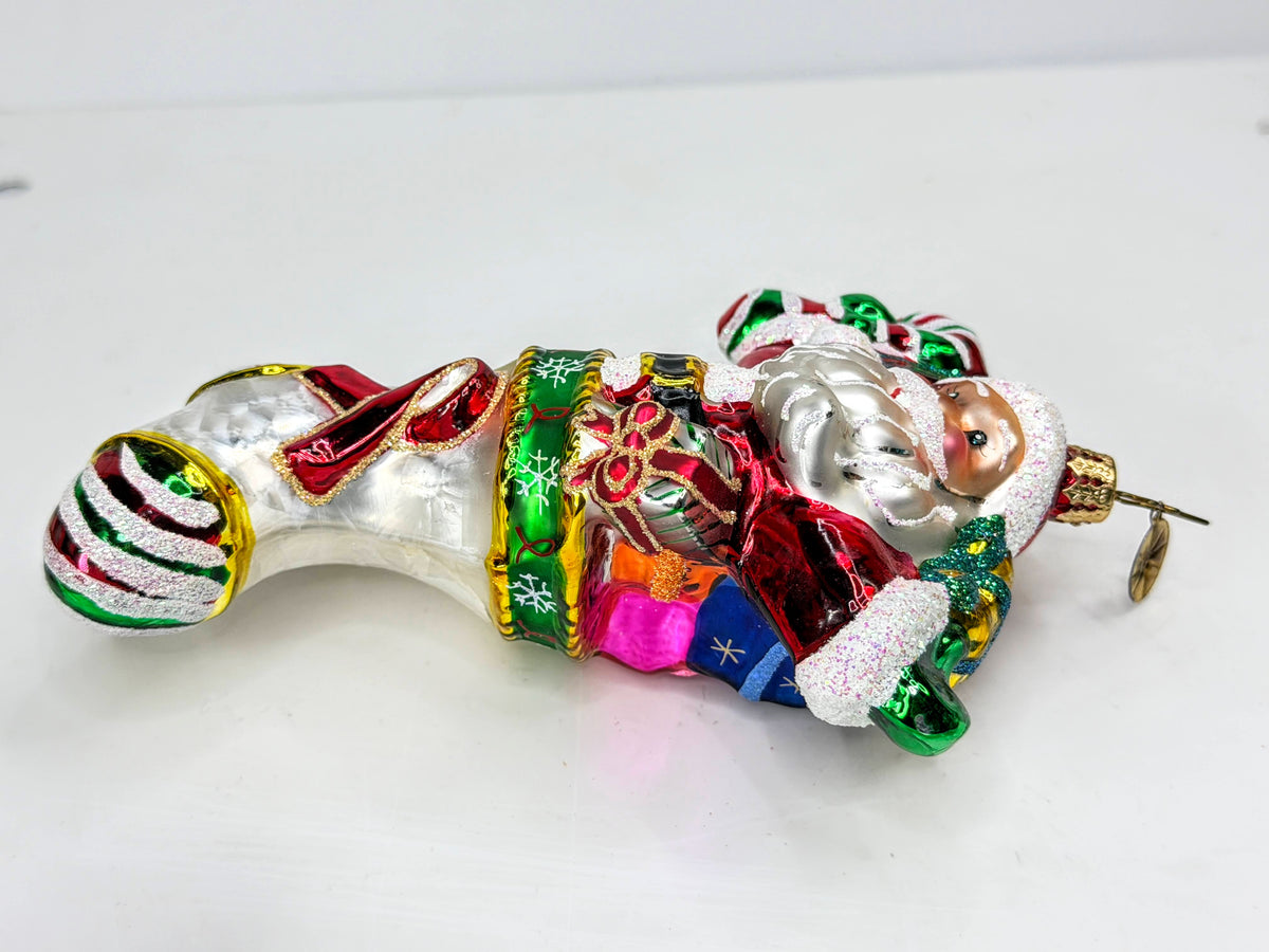 Christopher Radko Vintage Santa Stocking Gifts Blown Glass Ornament Mint XN116