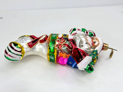 Christopher Radko Vintage Santa Stocking Gifts Blown Glass Ornament Mint XN116
