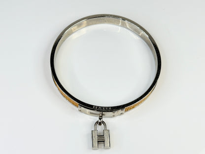 Vintage Hermès Leather Kelly Cadena Lock Bangle Bracelet Yellow GS763