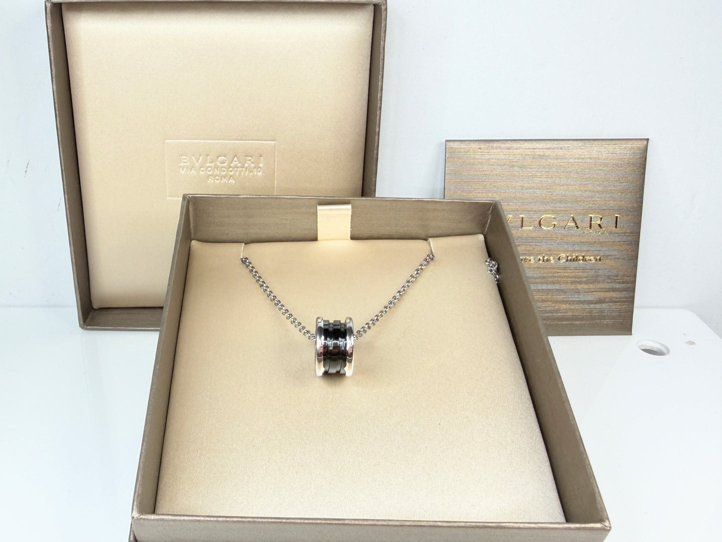 BVLGARI Save the Children B.zero1 Necklace Silver 925 Black Ceramic Italy GS764