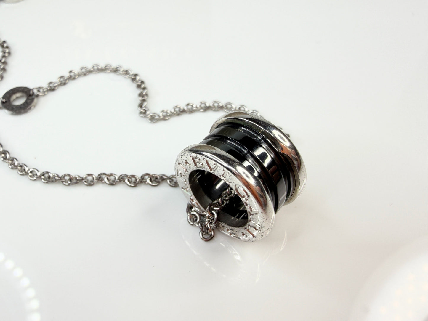 BVLGARI Save the Children B.zero1 Necklace Silver 925 Black Ceramic Italy GS764