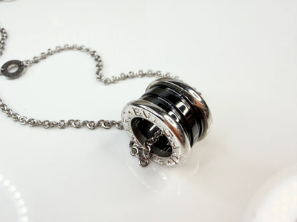 BVLGARI Save the Children B.zero1 Necklace Silver 925 Black Ceramic Italy GS764