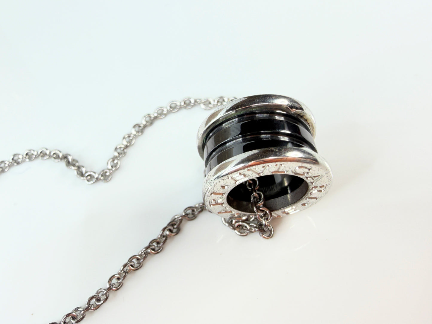 BVLGARI Save the Children B.zero1 Necklace Silver 925 Black Ceramic Italy GS764