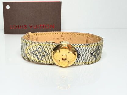 Vintage Louis Vuitton Monogram Canvas Flower Clasp Bracelet Paris GS766