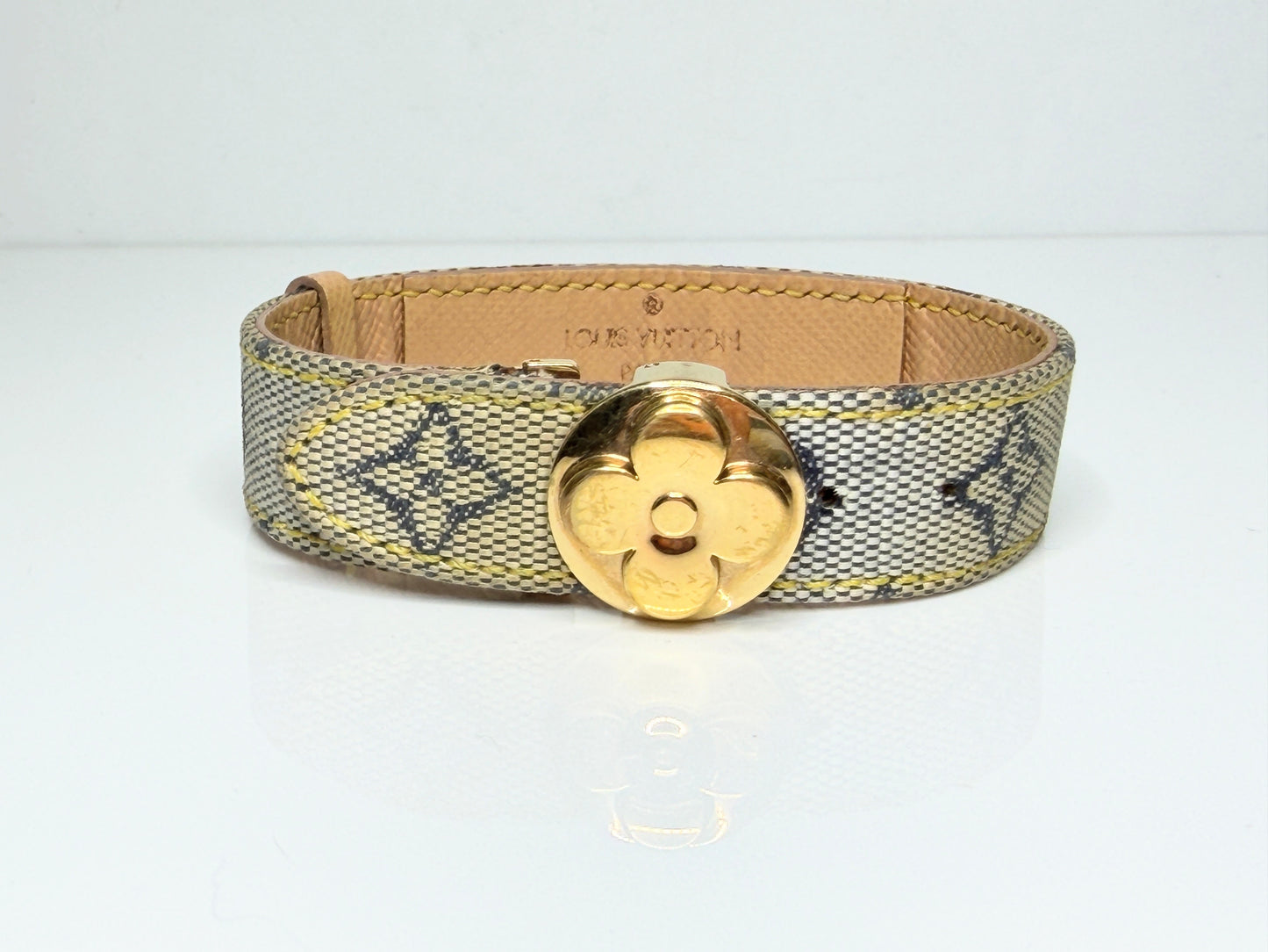 Vintage Louis Vuitton Monogram Canvas Flower Clasp Bracelet Paris GS766