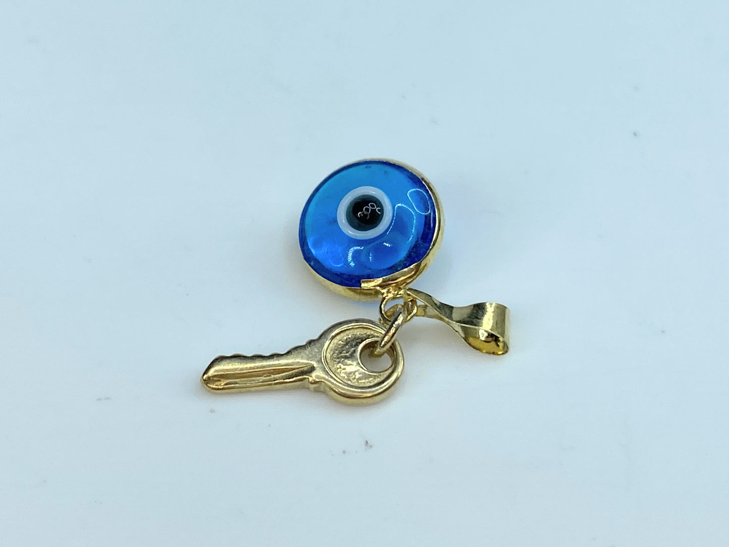 Protective 14K gold Evil eye with Key To Success charm set