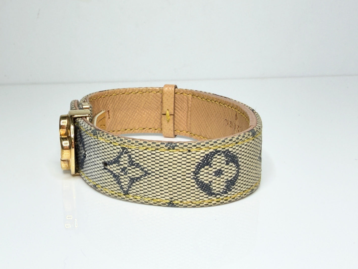 Vintage Louis Vuitton Monogram Canvas Flower Clasp Bracelet Paris GS766