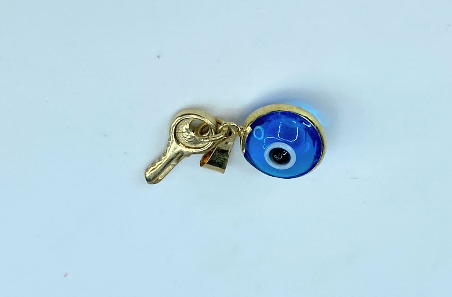 Protective 14K gold Evil eye with Key To Success charm set