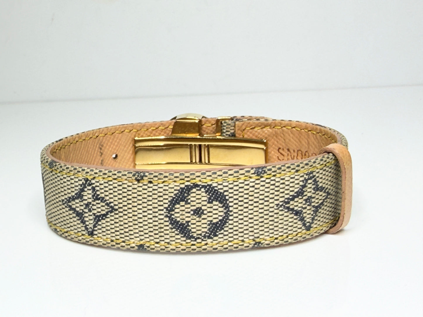 Vintage Louis Vuitton Monogram Canvas Flower Clasp Bracelet Paris GS766