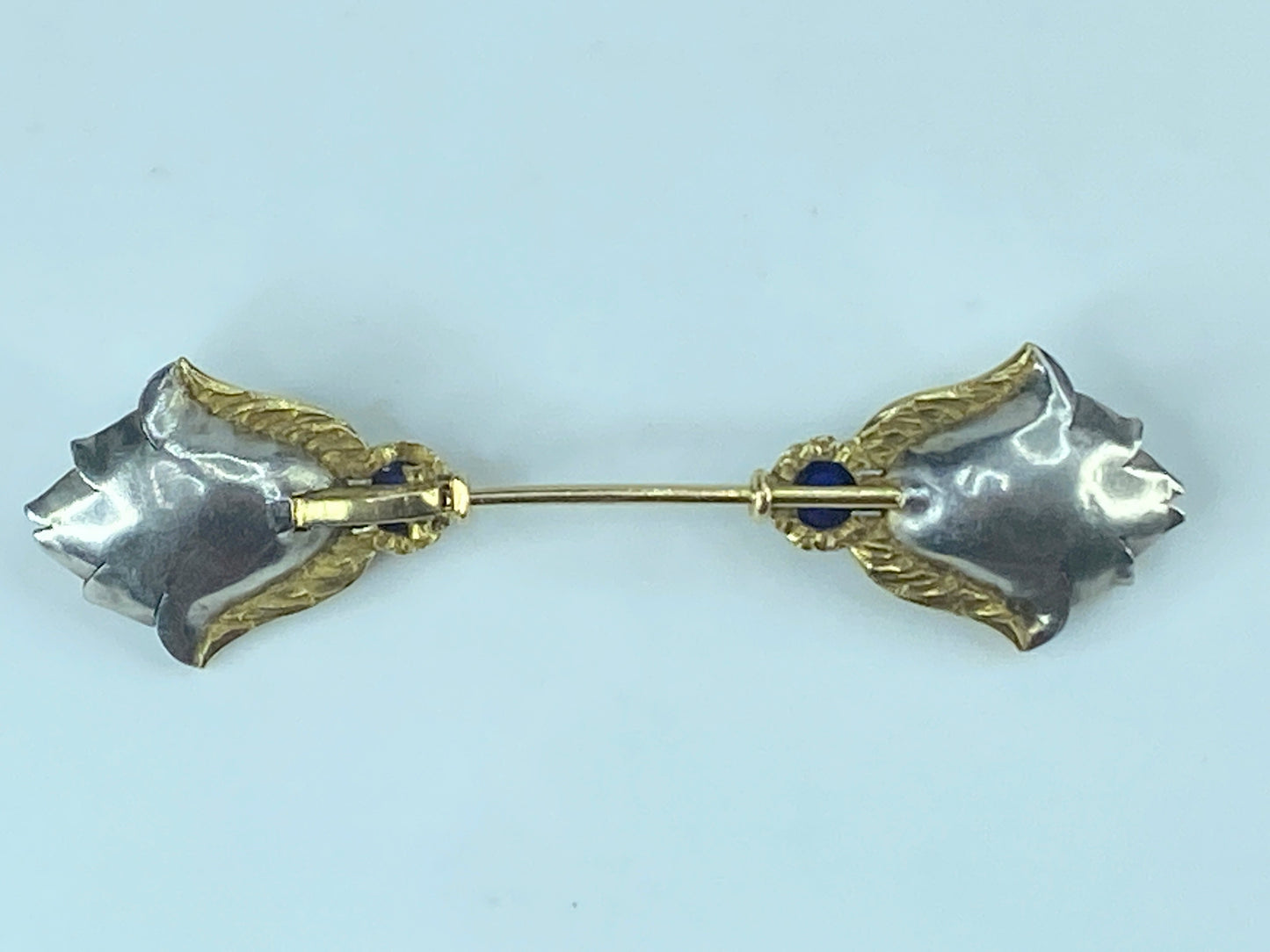 Antique Jabot 14k Gold Platinum Diamond Brooch Pin 7.9g 2 3/4" JR450