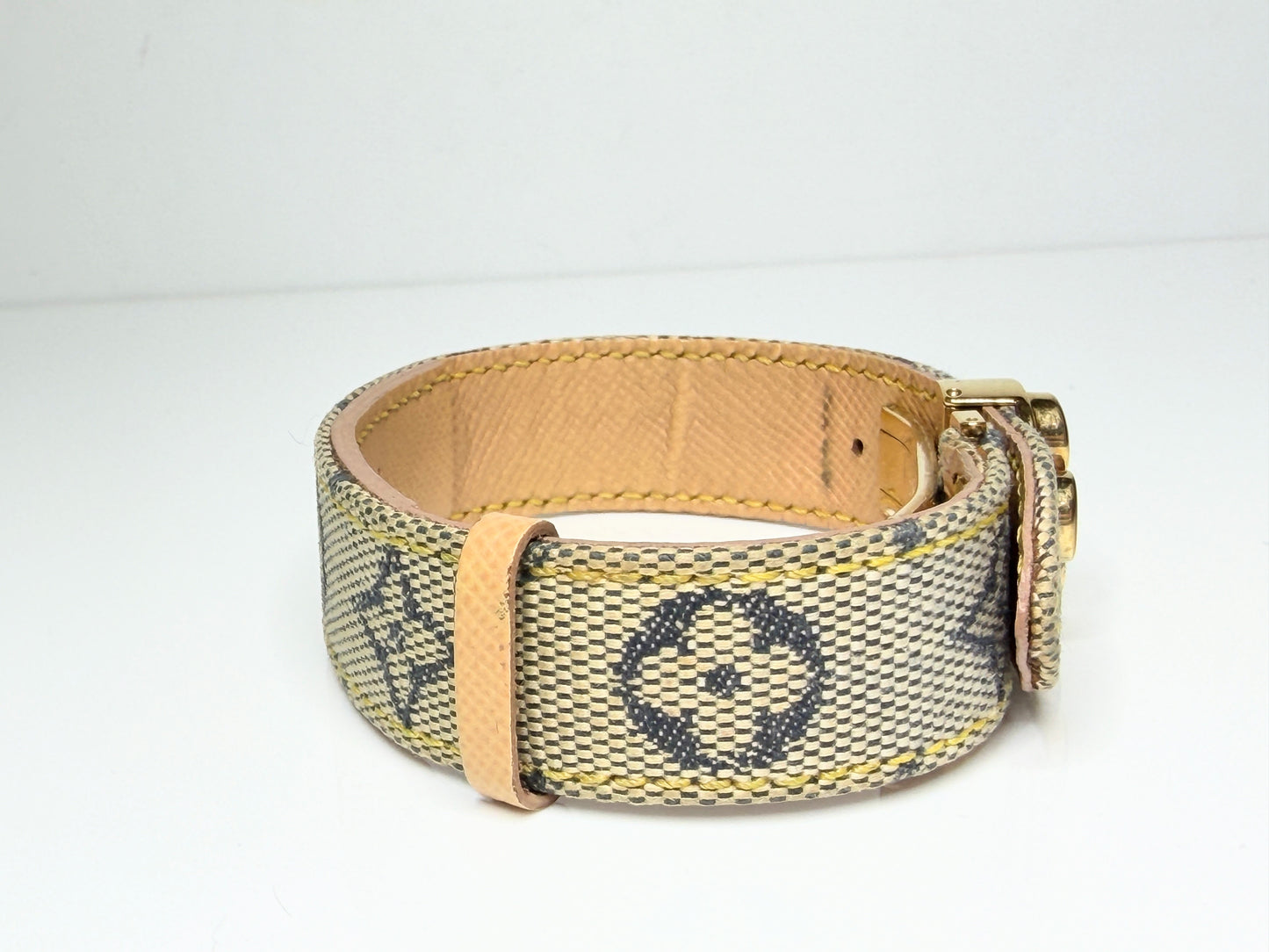 Vintage Louis Vuitton Monogram Canvas Flower Clasp Bracelet Paris GS766