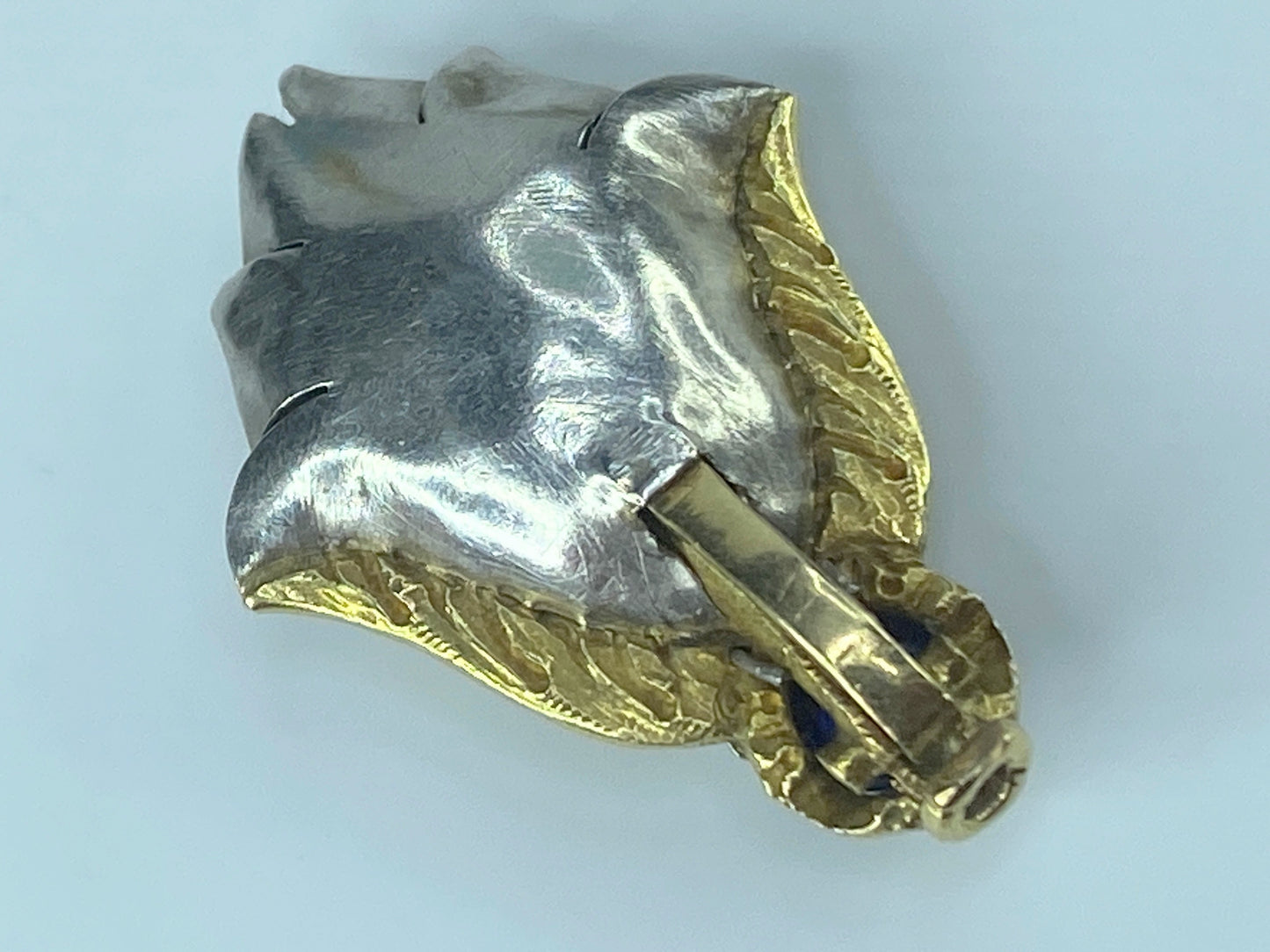 Antique Jabot 14k Gold Platinum Diamond Brooch Pin 7.9g 2 3/4" JR450