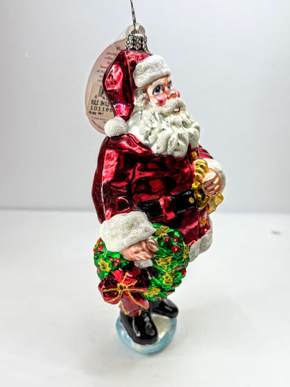 Christopher Radko Vintage Santa Merry Christmas Gifts Glass Ornament w/box XN124