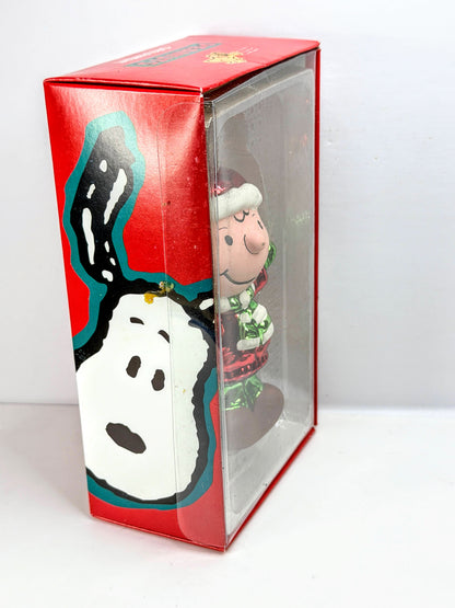 Vintage Kurt Adler Peanuts Charlie Brown Santa Glass Christmas Ornament XN128