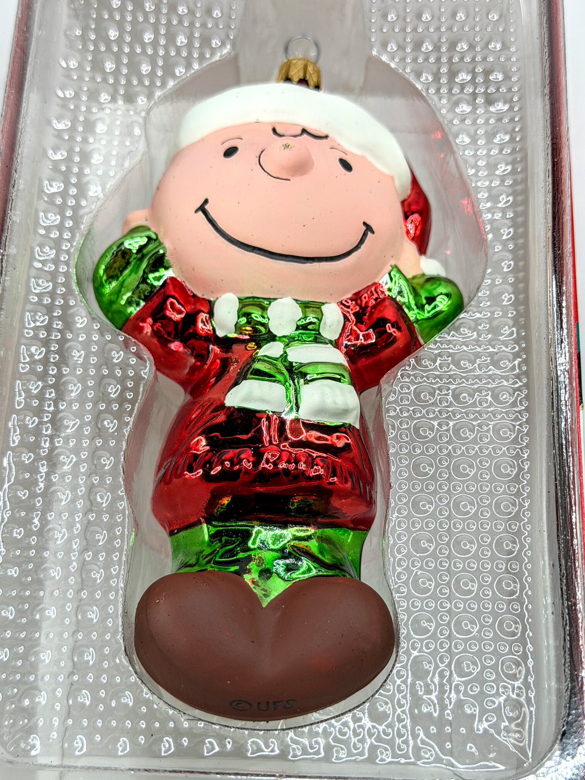 Vintage Kurt Adler Peanuts Charlie Brown Santa Glass Christmas Ornament XN128