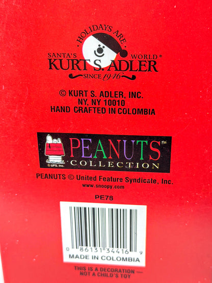 Vintage Kurt Adler Peanuts Charlie Brown Santa Glass Christmas Ornament XN128