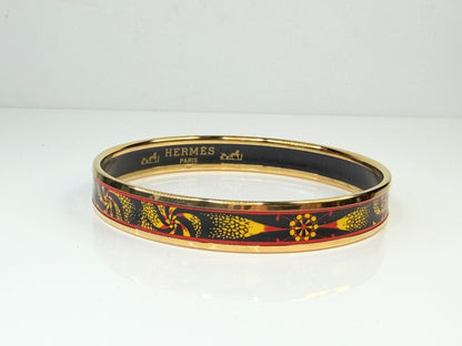 Hermes enamel bangle bracelet gold orange black yellow bangle GS770