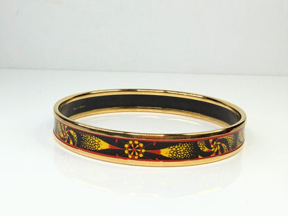 Hermes enamel bangle bracelet gold orange black yellow bangle GS770