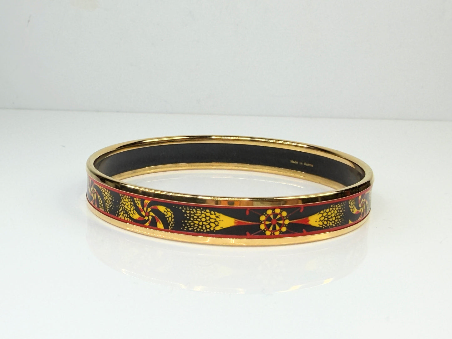 Hermes enamel bangle bracelet gold orange black yellow bangle GS770