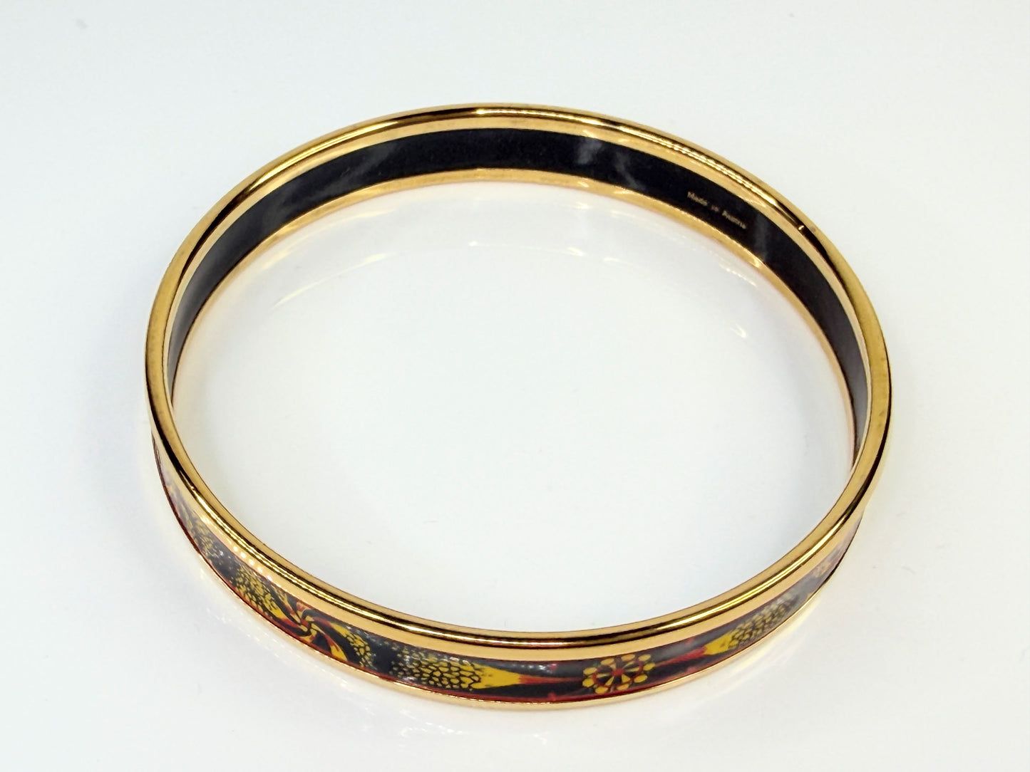 Hermes enamel bangle bracelet gold orange black yellow bangle GS770