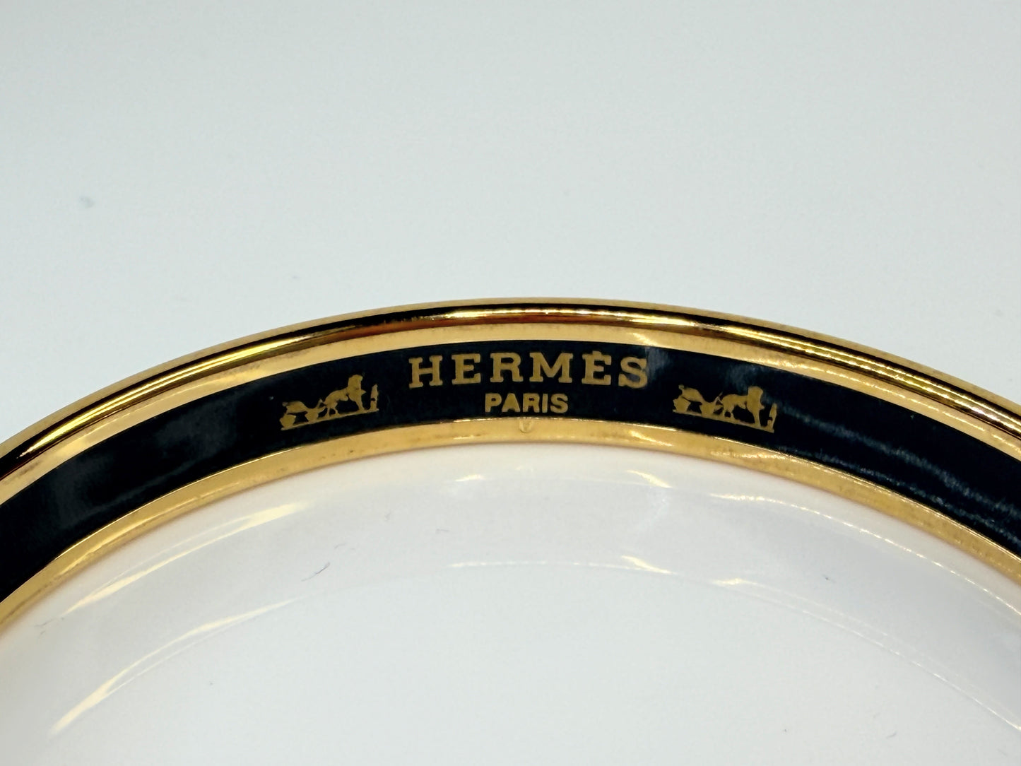 Hermes enamel bangle bracelet gold orange black yellow bangle GS770
