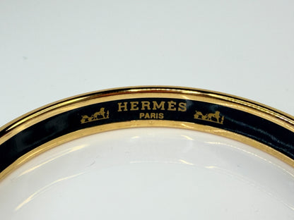 Hermes enamel bangle bracelet gold orange black yellow bangle GS770